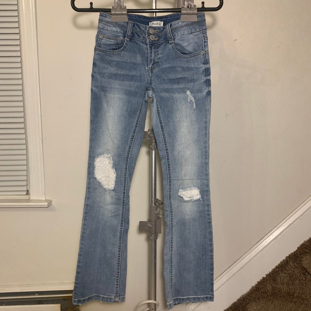 Mudd Bootcut Distressed Details With Lace
